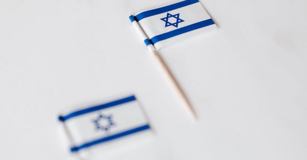israel-miniature-flag-on-white-surface
