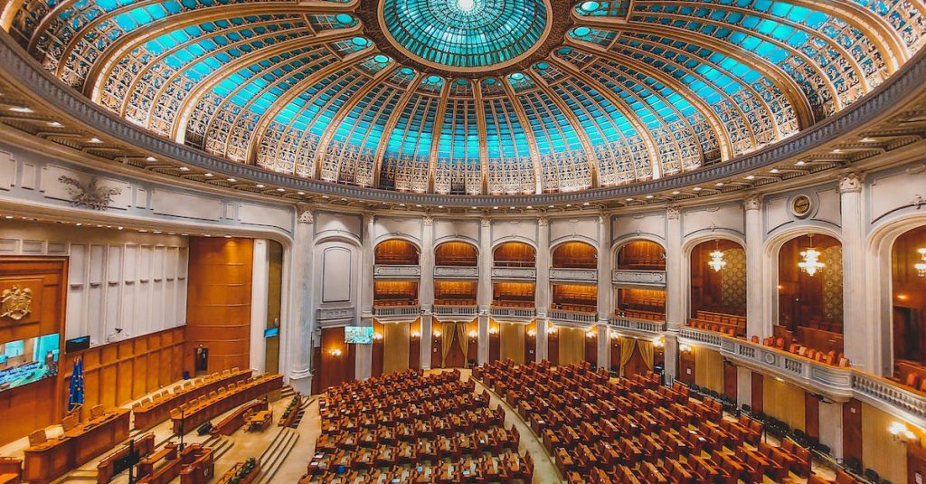 the-interior-of-a-large-building-with-a-dome