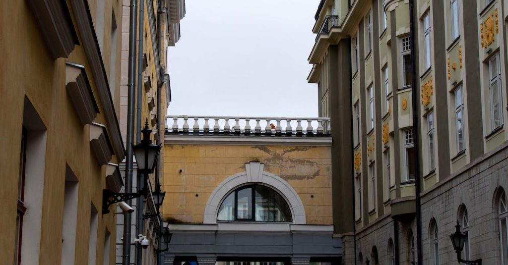 traditional-building-facade-with-estonian-and-european-union-flags